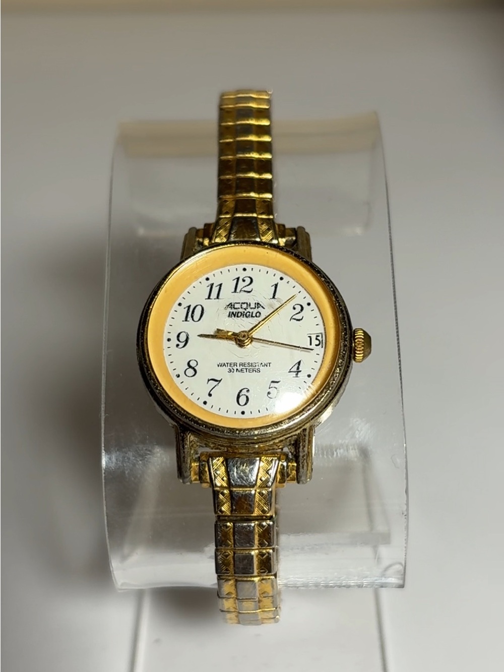 ACQUA Indiglo Gold-Tone Women's Watch with White Dial